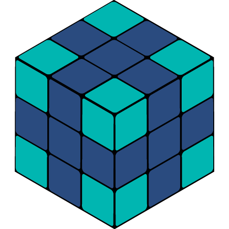 En kube med to ulike farger