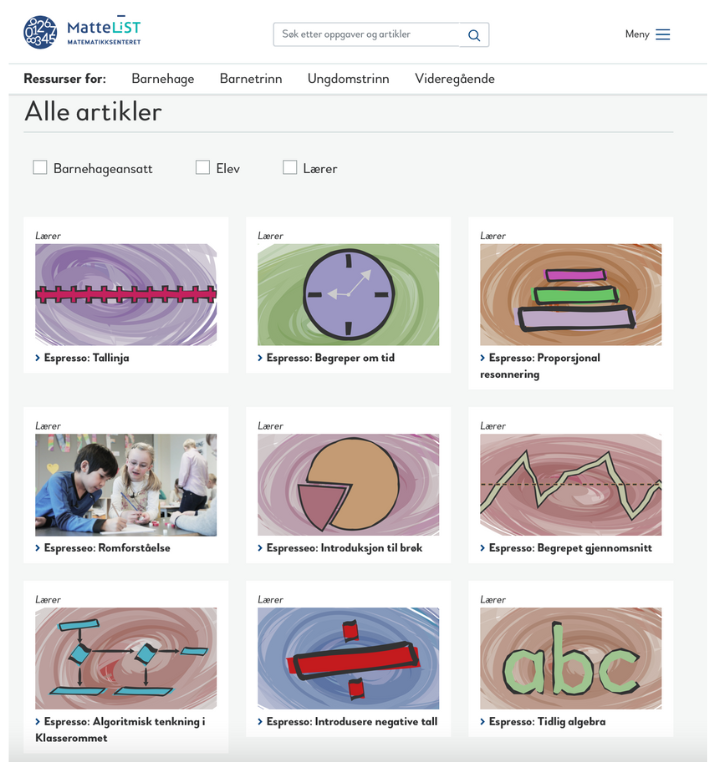 Illustrasjonsbilde av hvordan du kan finne artikler på MatteLIST