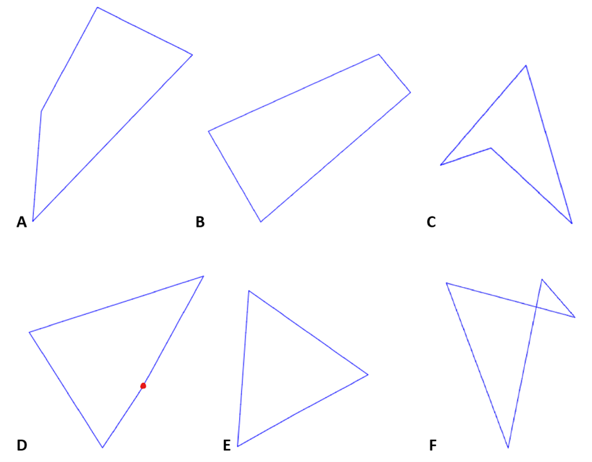 Seks forskjellige mangekanter