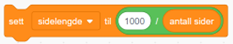 Definiere variabelen sidelengde til 1000 delt på antall sider