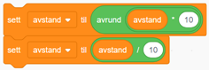 Sett avstand til avrund med en desimal