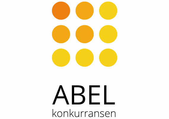 Logoen til Abelkonkurransen. Viser 3X3 sirkler i gule nyanser, med "Abelkonkurransen" skrevet under. 