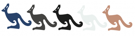 Illustrasjon av kenguruer på rekke og rad