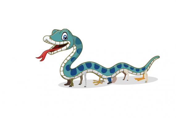 Slange med mange bein (illustrasjon)
