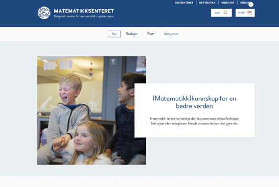 Skjermdump av Matematikksenterets nettsider 