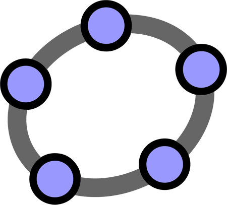 GeoGebra-logo. Sirkel gjennom fem punkter.