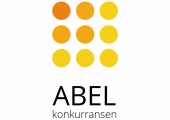 Logoen til Abelkonkurransen. Viser 3X3 sirkler i gule nyanser, med "Abelkonkurransen" skrevet under. 
