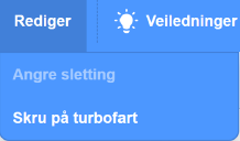 Skjermbilde av hvor man finner innstillingen Turbofart.