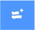 Hvitt ikon på blå bakgrunn som må trykkes på for å få opp en oversikt over tilleggsverktøy vi kan legge til i Scratch.