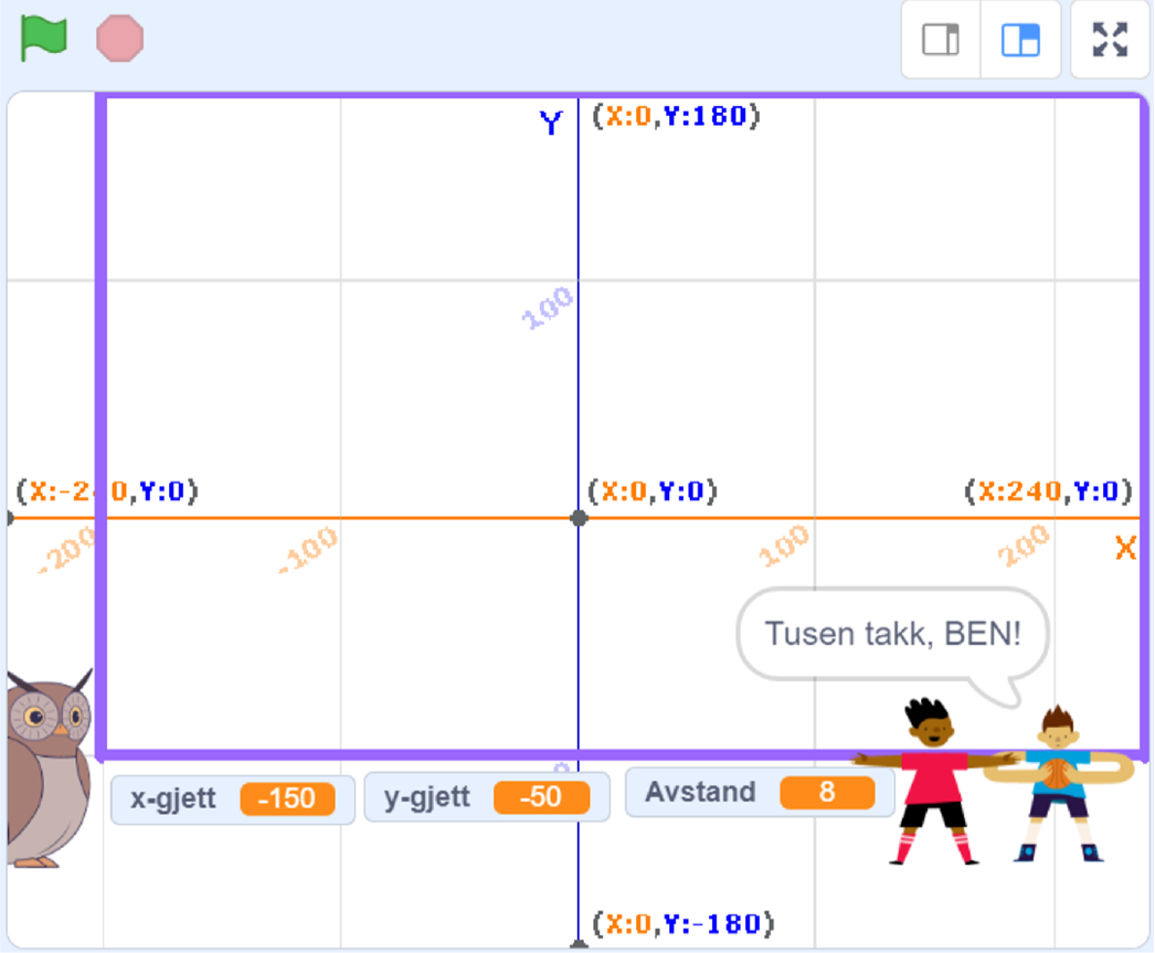 Spillet Finn Ballen! Gutten som har mistet ballen sin, takker Ben for at han fant ballen.