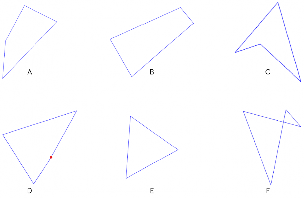 Seks tilfeldige firkanter, A-F.